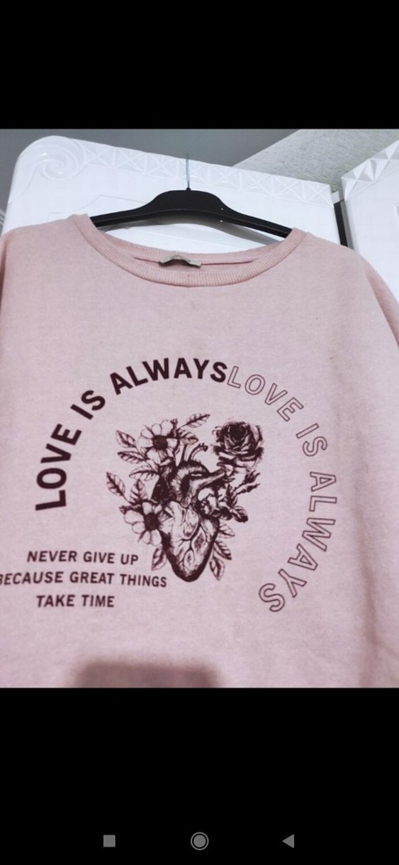 Pembe Baskılı Kadın Sweatshirt - Görsel 4