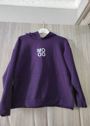Mor Kapüşonlu Kadın Sweatshirt - Görsel 4