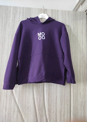 Mor Kapüşonlu Kadın Sweatshirt - Görsel 2