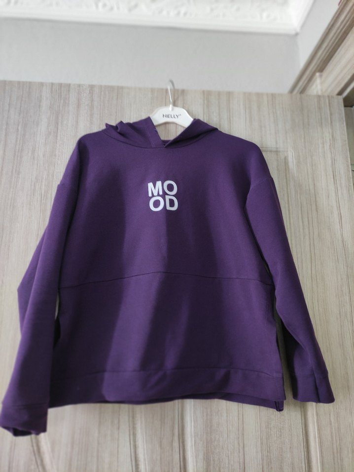 Mor Kapüşonlu Kadın Sweatshirt - Görsel 4