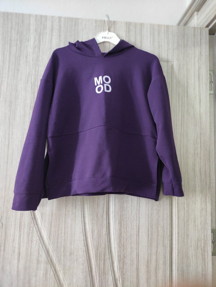 Mor Kapüşonlu Kadın Sweatshirt - Görsel 2