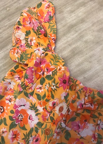 Çiçek Desenli Fırfırlı Bebek Kız Tulum - Görsel 2