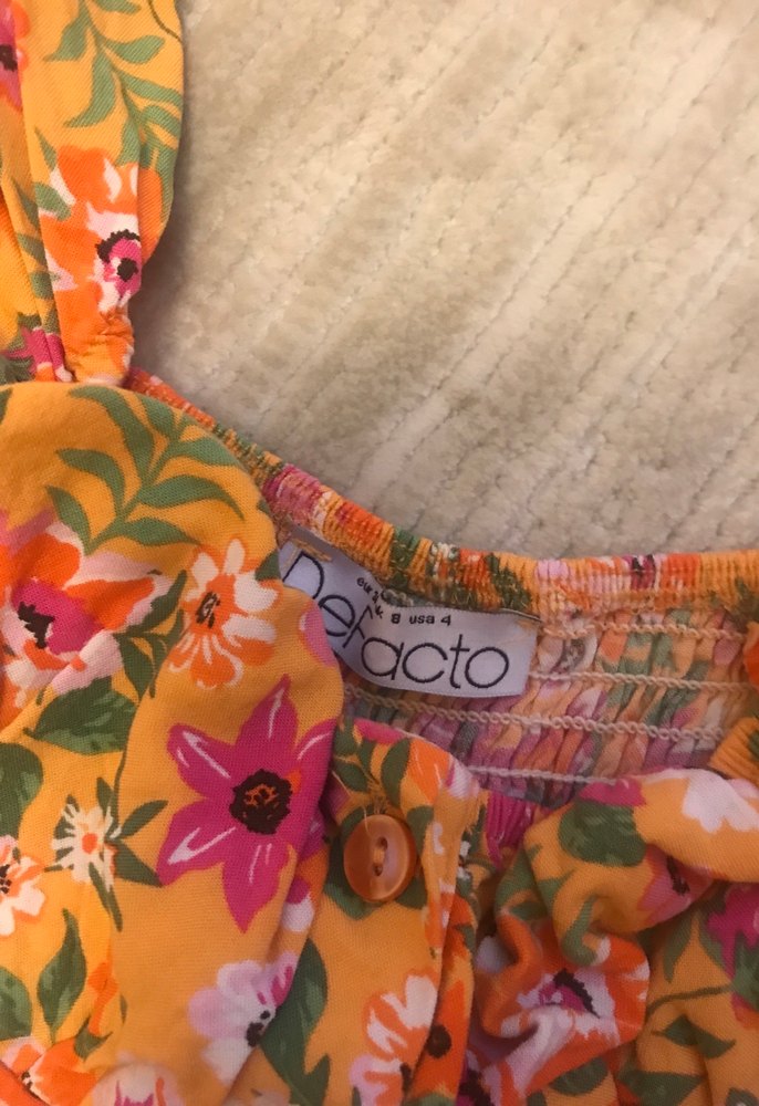 Çiçek Desenli Fırfırlı Bebek Kız Tulum - Görsel 3