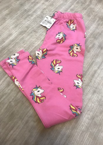 Pembe Unicorn Baskılı Kız Tayt - Görsel 2