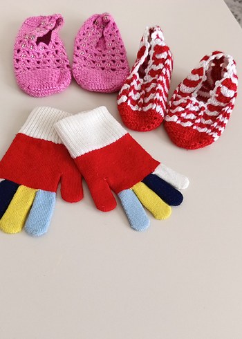 Renkli Örgü Kız Eldivenleri - Görsel 2