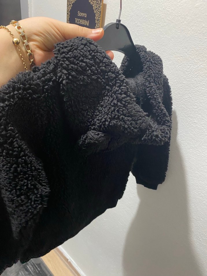 Erkek Çocuk Siyah Peluş Sweatshirt - Görsel 3