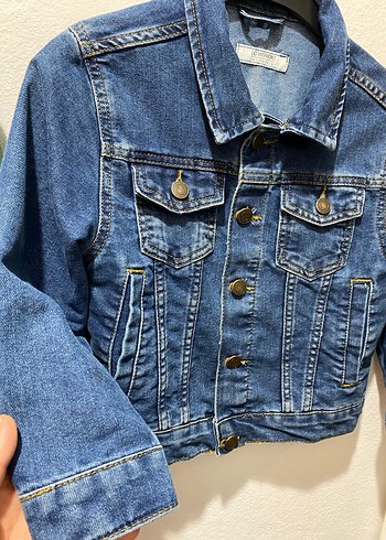 Erkek çocuk Düğmeli Mavi Denim Ceket - Görsel 3