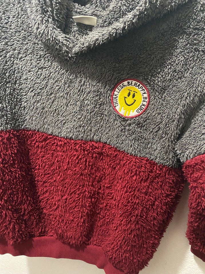 Kız Çocuk Gri ve Bordo Nakışlı Sweatshirt - Görsel 2