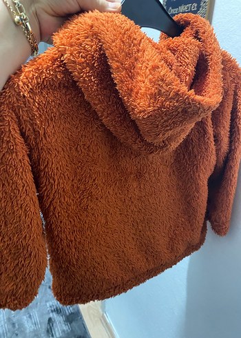 Kapüşonlu Erkek Çocuk Kahverengi Triko Sweatshirt - Görsel 3