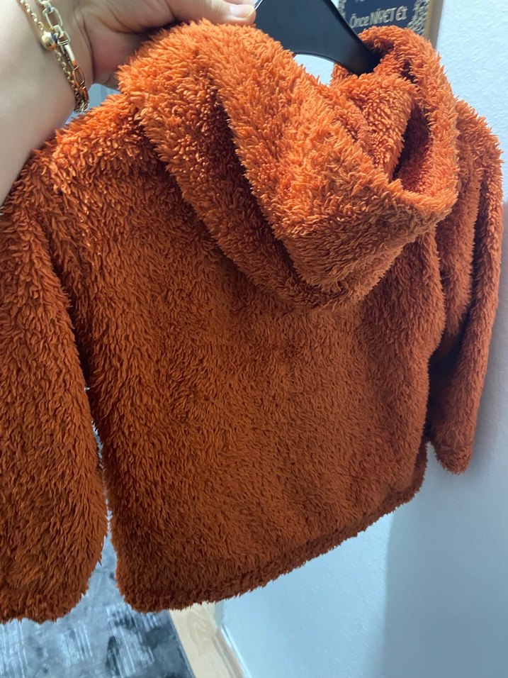 Kapüşonlu Erkek Çocuk Kahverengi Triko Sweatshirt - Görsel 3