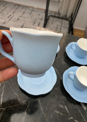 Pastel Mavi 4'lü Fincan ve Tabak Seti - Görsel 3