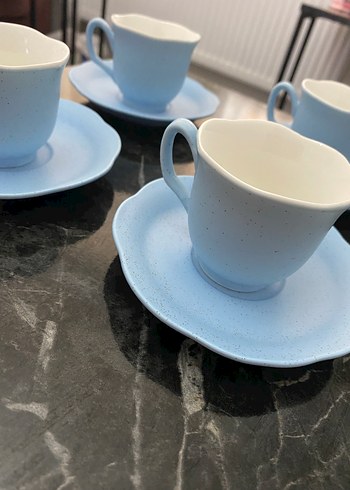 Pastel Mavi 4'lü Fincan ve Tabak Seti - Görsel 2