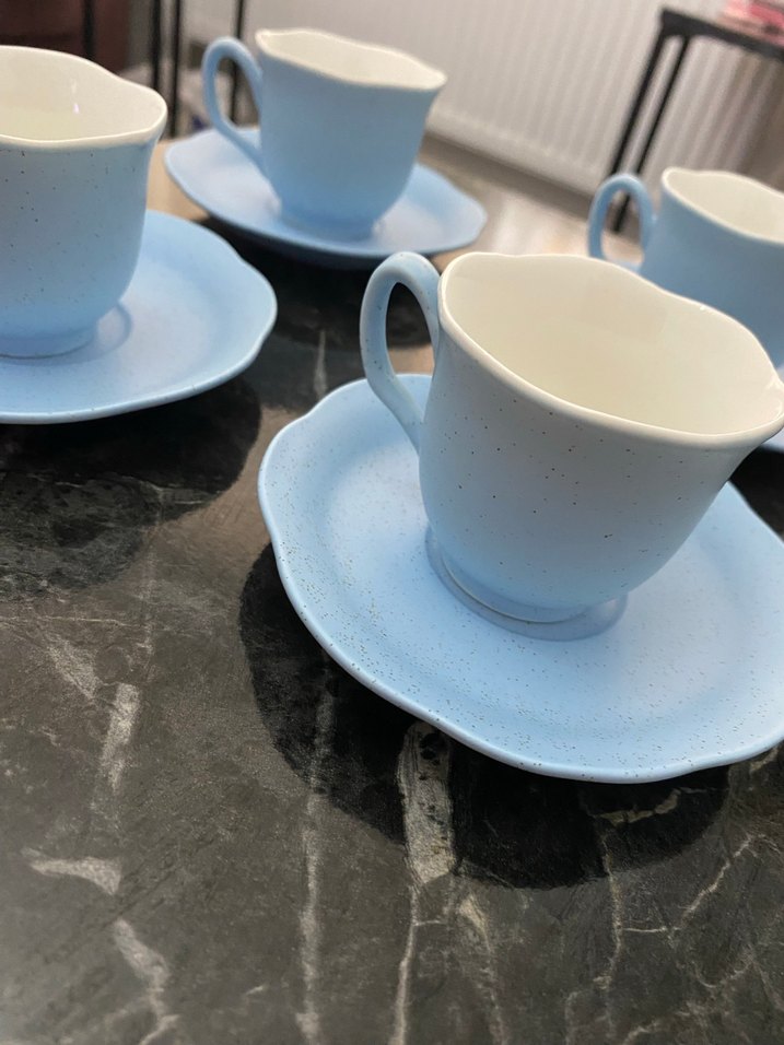 Pastel Mavi 4'lü Fincan ve Tabak Seti - Görsel 2