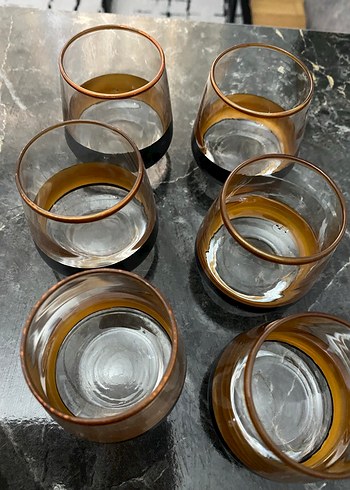 Altın Kenarlı Koyu Renkli Cam Bardak Seti - Görsel 3