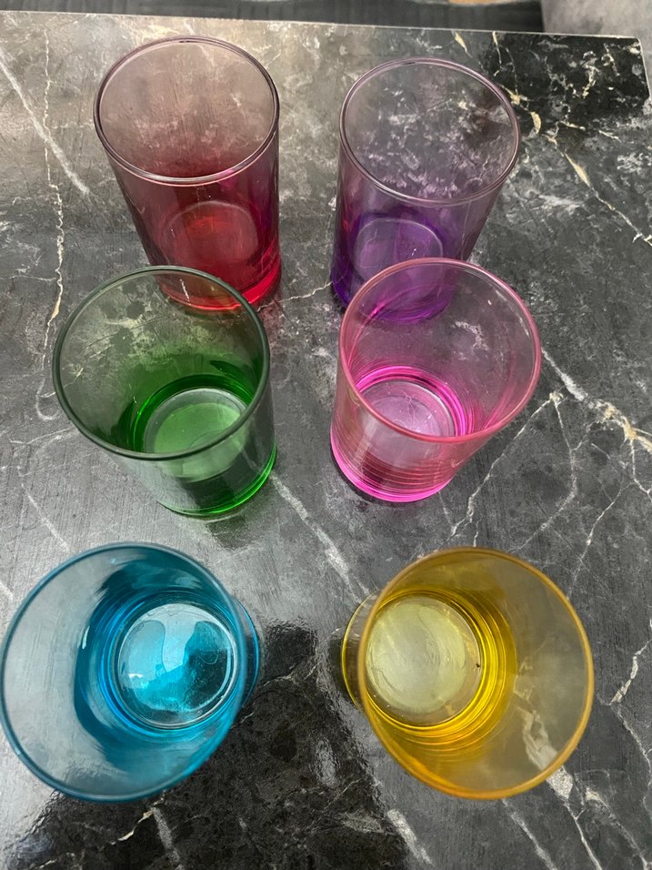 Renkli Altı Adet Cam Bardak Seti - Görsel 2