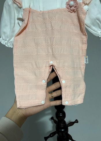 Pudra Örgü Desenli Bebek Kız Tulum - Görsel 2