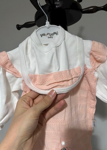 Pudra Örgü Desenli Bebek Kız Tulum - Görsel 5