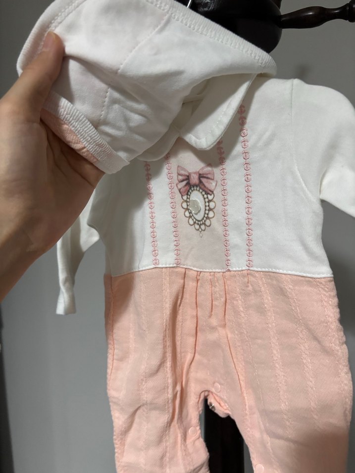 Pudra Nakışlı Bebek Kız Tulum - Görsel 5