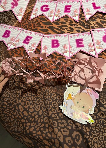 Pembe Hoş Geldin Bebeğim Parti Süsü - Görsel 3