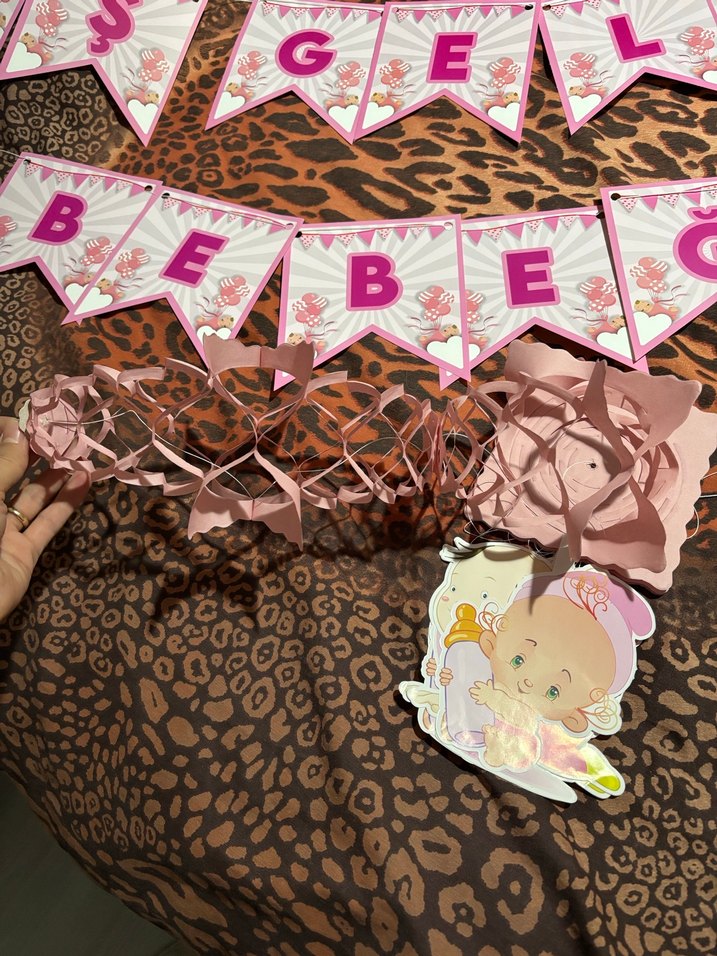 Pembe Hoş Geldin Bebeğim Parti Süsü - Görsel 3