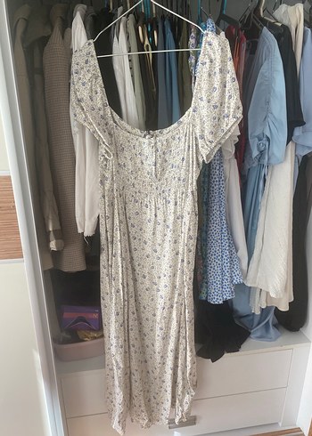 H&M V Yaka Bohem Uzun Pamuk Elbise