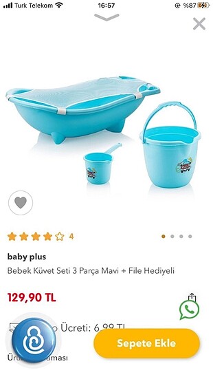 E bebek baby plus küvet seti