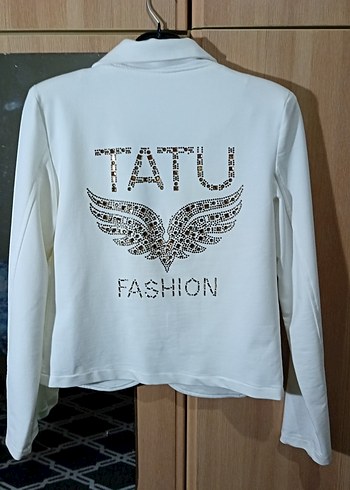 Beyaz Mini Düğmeli Kadın Blazer Ceket - Görsel 3