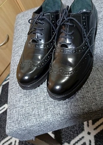 Klasik Siyah unisex Deri Ayakkabı - Görsel 3