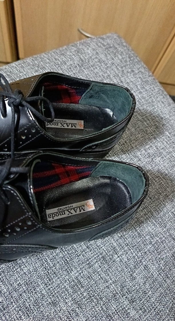 Klasik Siyah unisex Deri Ayakkabı - Görsel 4