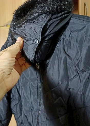 Siyah Kadın Kürklü Midi Kaban - Görsel 6