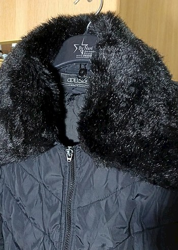 Siyah Kadın Kürklü Midi Kaban - Görsel 3