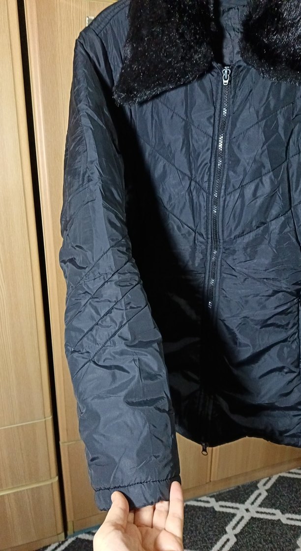 Siyah Kadın Kürklü Midi Kaban - Görsel 5