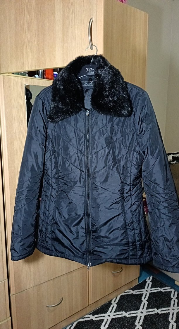 Siyah Kadın Kürklü Midi Kaban - Görsel 2