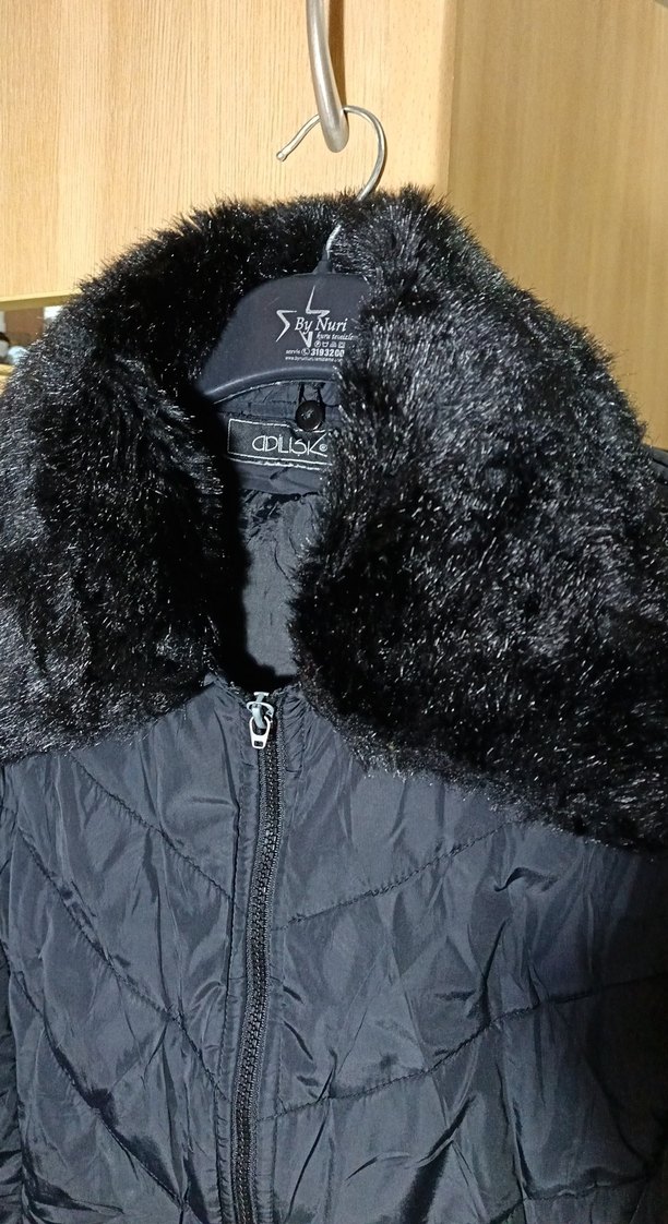 Siyah Kadın Kürklü Midi Kaban - Görsel 3