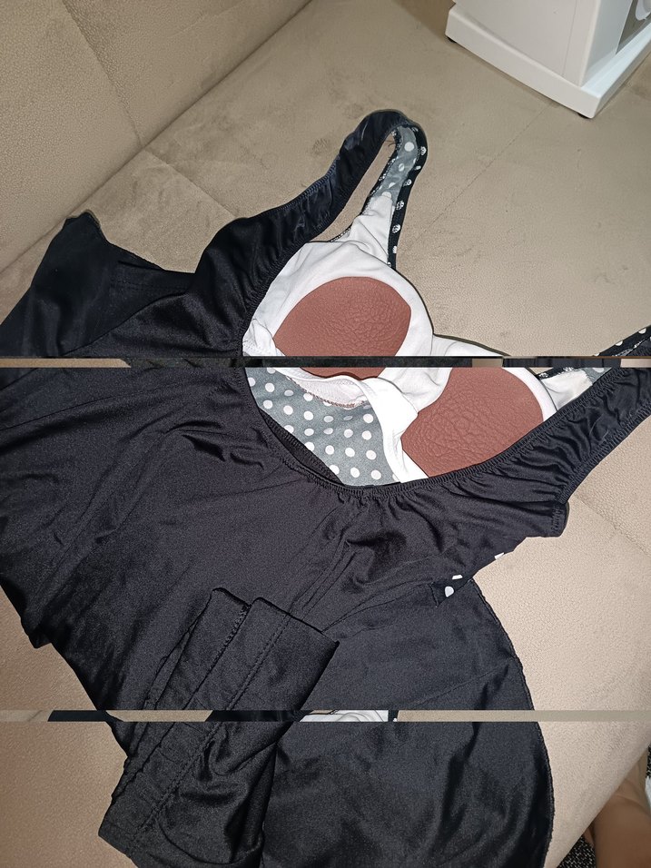 Puantiye Desenli V Yaka Siyah Mayo - Görsel 3