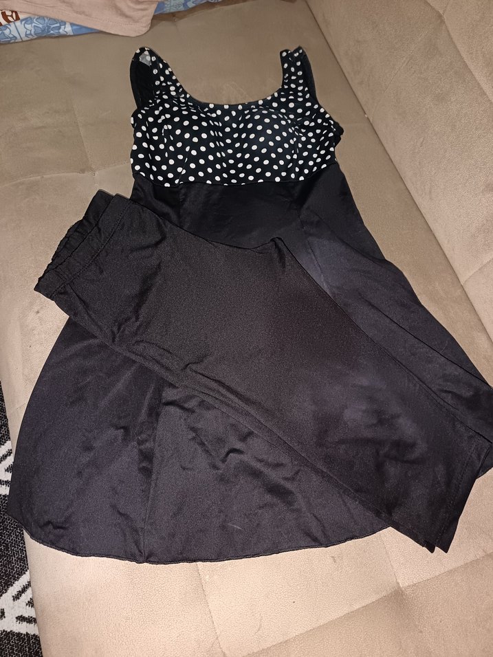 Puantiye Desenli V Yaka Siyah Mayo - Görsel 2