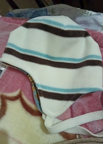 Bohem Tarzı polar Erkek Çocuk Bere - Kahverengi Çizgili - Görsel 2