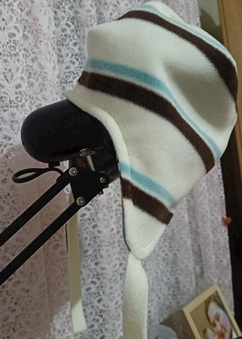 Bohem Tarzı polar Erkek Çocuk Bere - Kahverengi Çizgili - Görsel 3