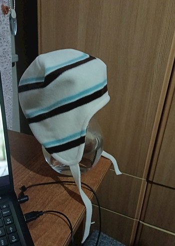 Bohem Tarzı polar Erkek Çocuk Bere - Kahverengi Çizgili - Görsel 4