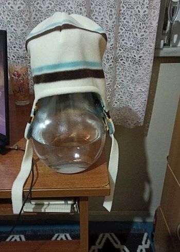 Bohem Tarzı polar Erkek Çocuk Bere - Kahverengi Çizgili - Görsel 5