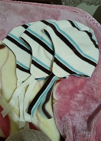 Bohem Tarzı polar Erkek Çocuk Bere - Kahverengi Çizgili - Görsel 6