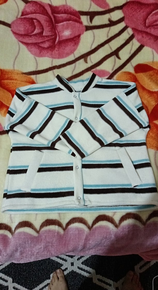 Çocuk polar Çizgili Düğmeli Sweatshirt - Görsel 2