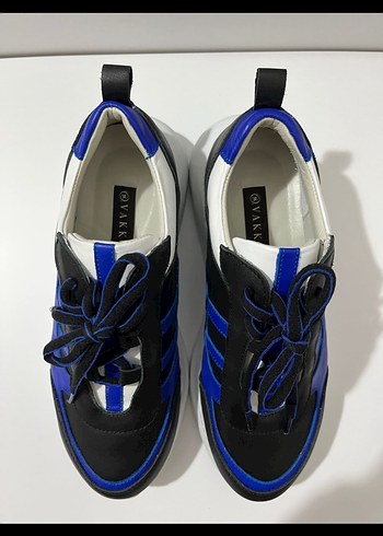 Lacivert Çizgili Stiletto Topuklu Kadın Spor Ayakkabı - Görsel 3