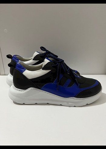 Lacivert Çizgili Stiletto Topuklu Kadın Spor Ayakkabı - Görsel 5