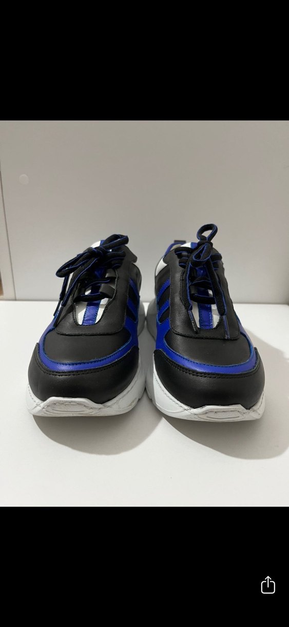 Lacivert Çizgili Stiletto Topuklu Kadın Spor Ayakkabı - Görsel 2