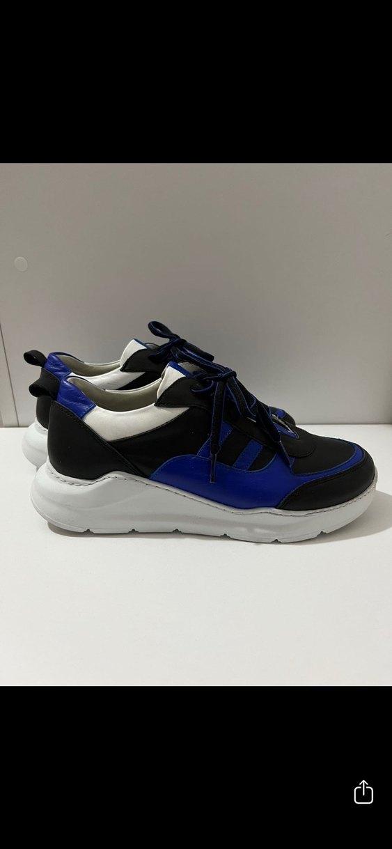 Lacivert Çizgili Stiletto Topuklu Kadın Spor Ayakkabı - Görsel 5