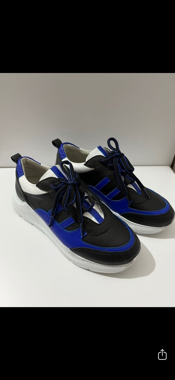 Lacivert Çizgili Stiletto Topuklu Kadın Spor Ayakkabı - Görsel 4