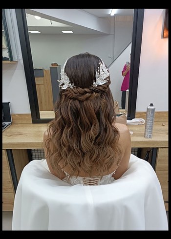 Beyaz Boncuklu Cam Yaprak Saç Aksesuarı - Görsel 2