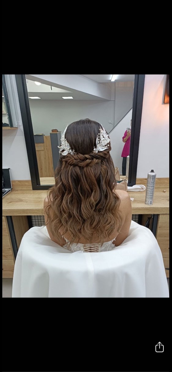 Beyaz Boncuklu Cam Yaprak Saç Aksesuarı - Görsel 2