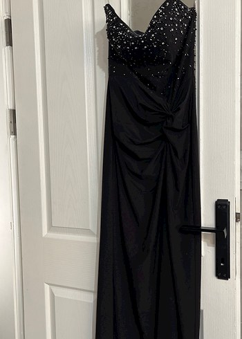 Drapeli Siyah Straplez Uzun Abiye Elbise - Görsel 5